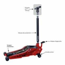Cric Rouleur 3t + Pédale Double Piston Roues En Nylon 95/515mm Longueur 772mm Surbaissé DRAKKAR EQUIPEMENT - 52546 -SAM OUTILLAGE Shop S01552546 03 1