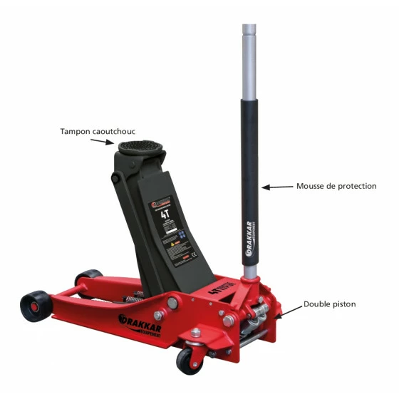 Cric Rouleur 4t Double Piston 105/520mm Longueur 765mm DRAKKAR EQUIPEMENT - 52570 2 Cric Rouleur 4t Double Piston 105/520mm Longueur 765mm DRAKKAR EQUIPEMENT - 52570 – Image 2